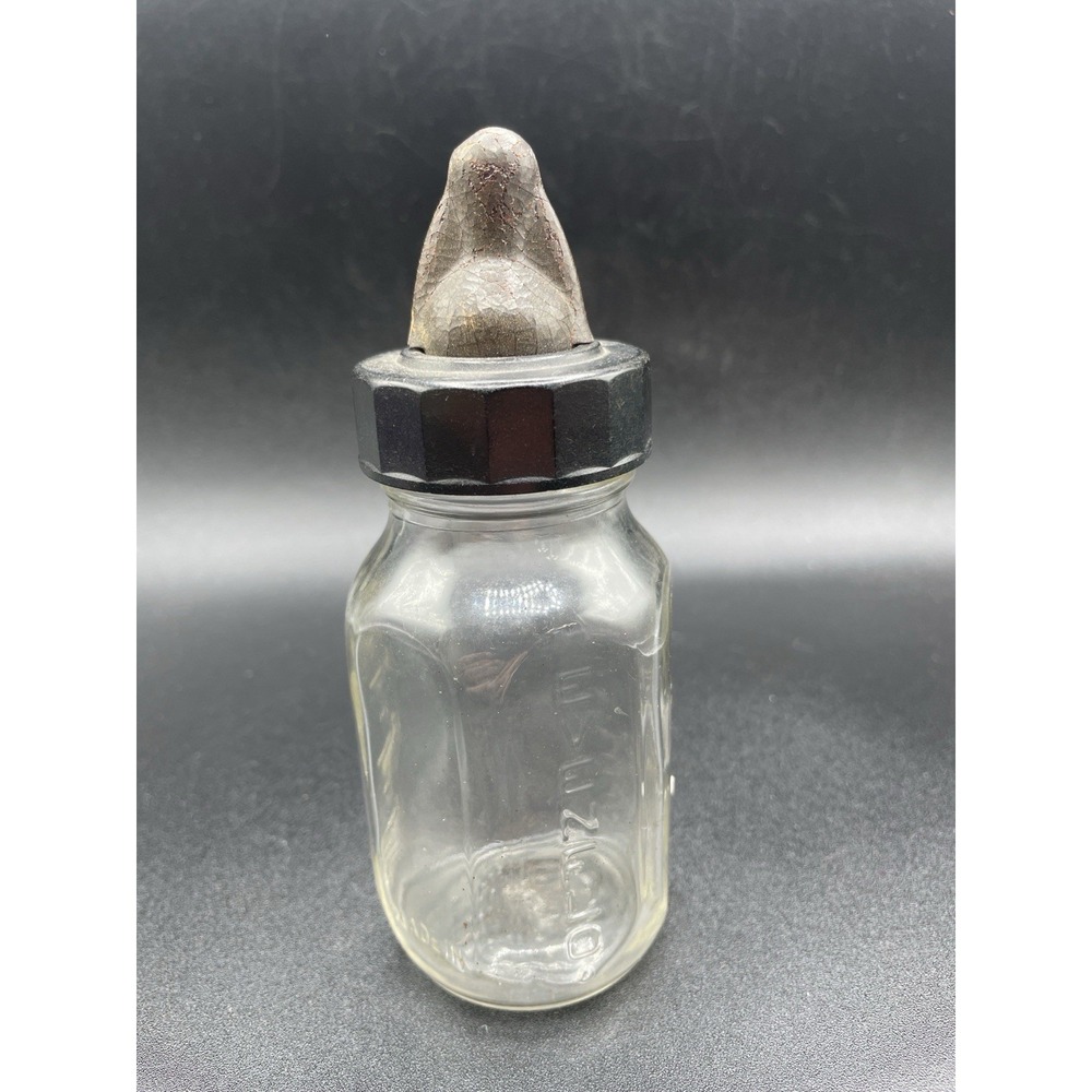 Vintage Evenflo Glass Baby Bottle w Nipple Cap USA Embossed
